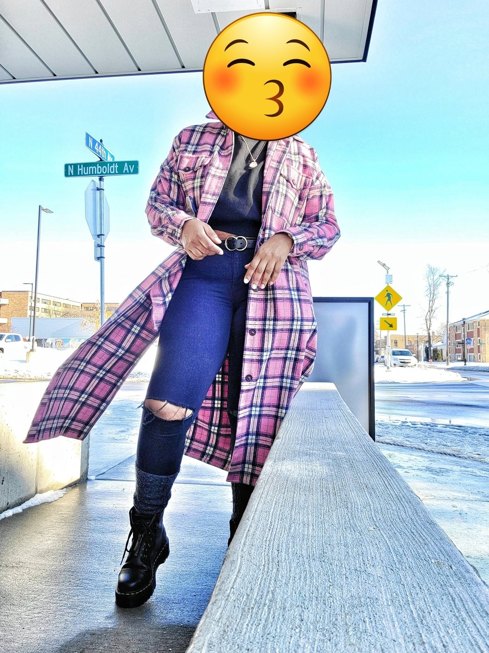 Nasty Gal Pink Plaid Long Trench Coat